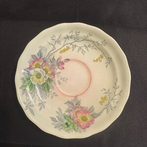 Vintage Bone china saucer with hand-painted floral decoration by Old Royal